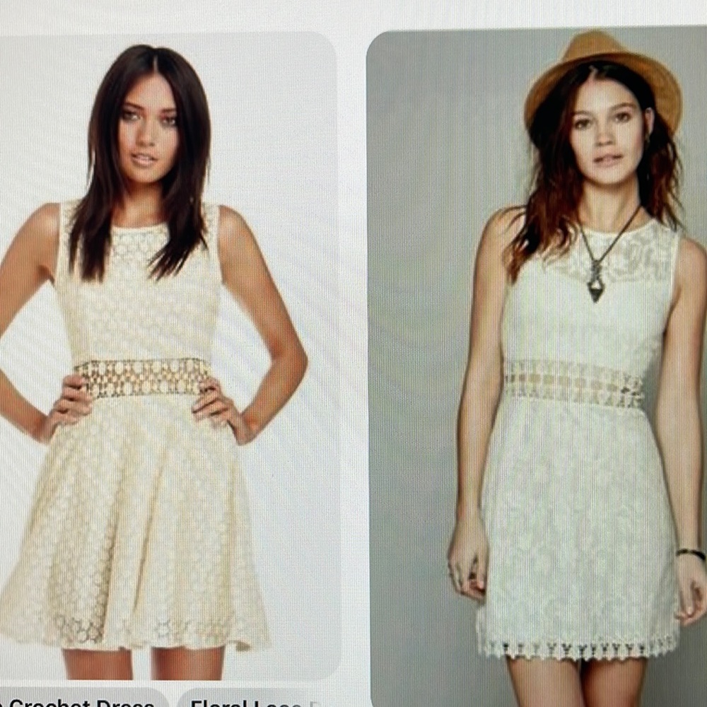 🆕FREE PEOPLE Ivory Lace Cut-Out Daisy Dress sz 0 - Picture 3 of 16